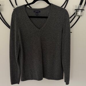Lands' End Cashmere Charcoal V-Neck Pullover